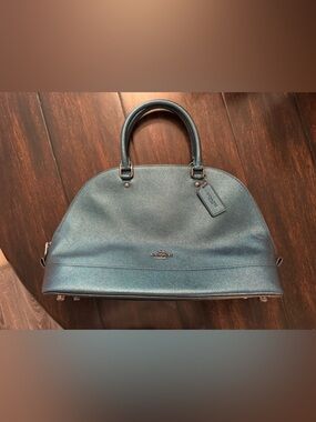 Coach Teal Leather Dome Satchel - Coach Logo Tag